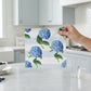 Mellow Monkey Paper Cocktail Napkins - Hydrangeas Stripe pattern with blue hydrangeas and light blue stripes.