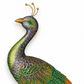 Mellow Monkey Imperial Peacock wall decor featuring embossed emerald, sapphire, and gold metal feathers.