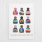 Mellow Monkey Inclusive Truth greeting card with colorful collage of diverse figures in pride flag patterns and empowering text.