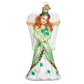 Mellow Monkey Irish Angel blown glass Christmas ornament featuring a green and white dress with shamrock details