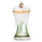 Mellow Monkey Irish Angel blown glass Christmas ornament featuring white wings and a pale green dress with gold trim.