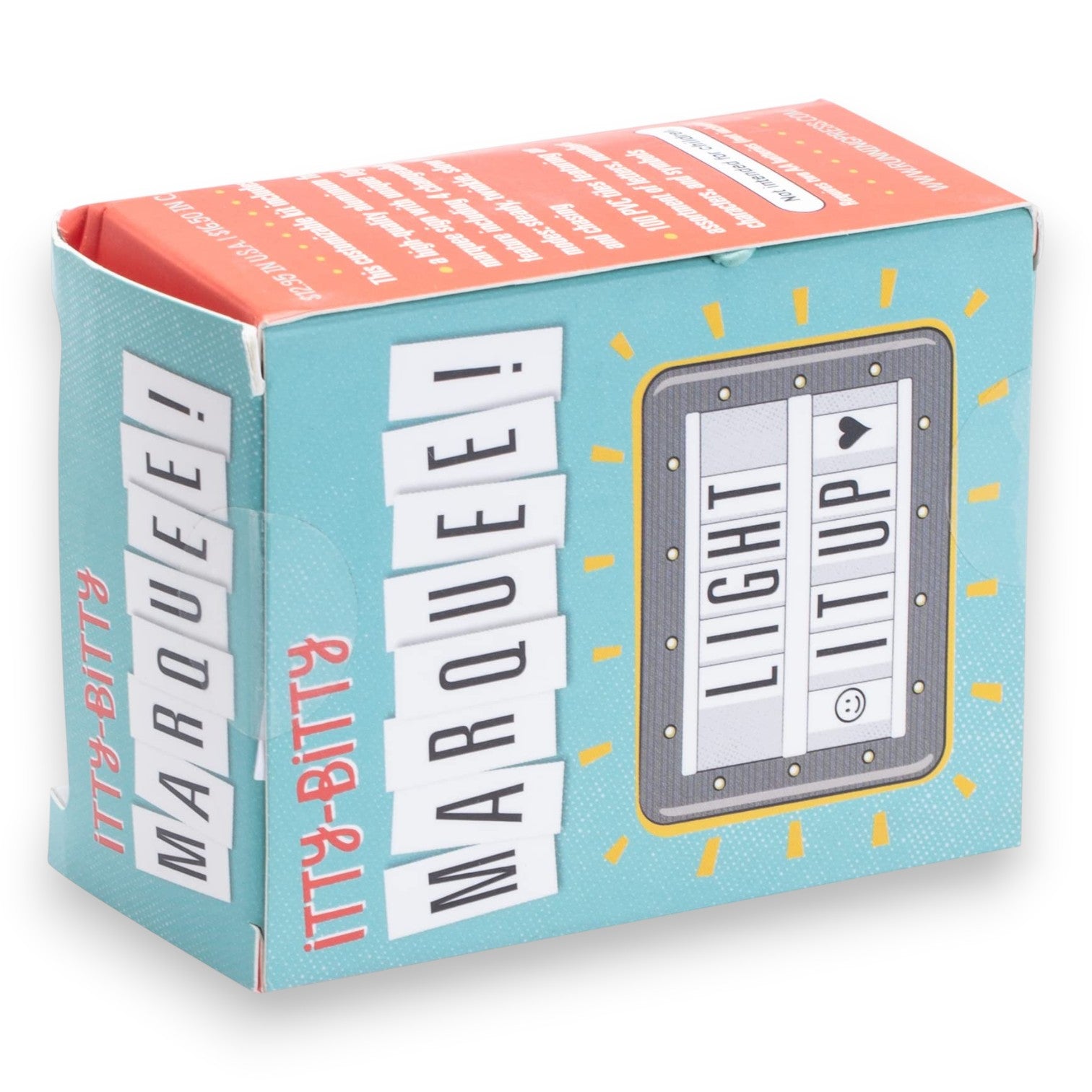 Mellow Monkey Itty-Bitty Light Up Marquee box featuring a mini customizable sign with 100 PVC letter tiles.