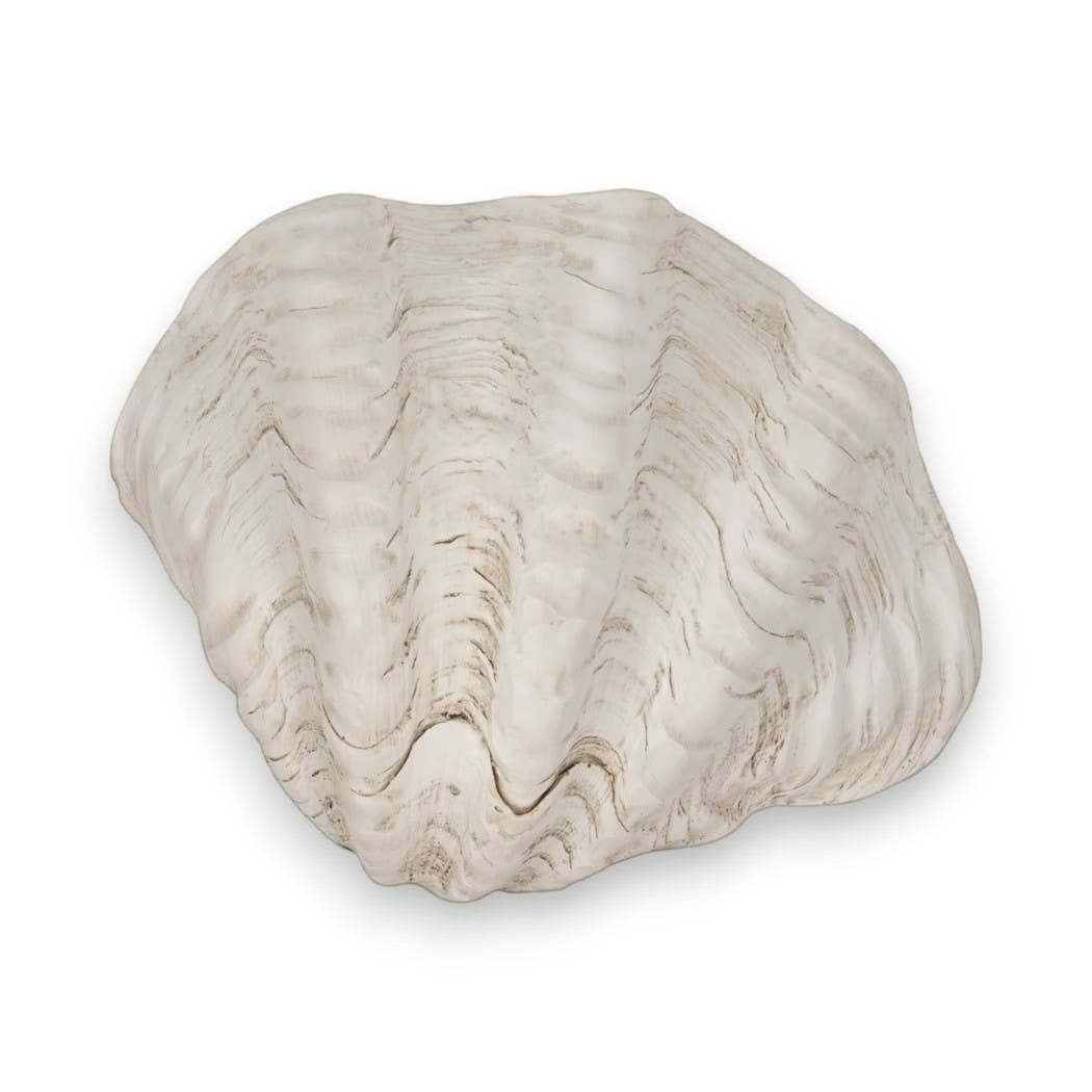 Mellow Monkey ivory resin decorative bowl with a coastal shell-inspired sculpted wave design for home decor.