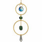 Mellow Monkey jade and crystal suncatcher ornament with bronze rings and prismatic hanging stones