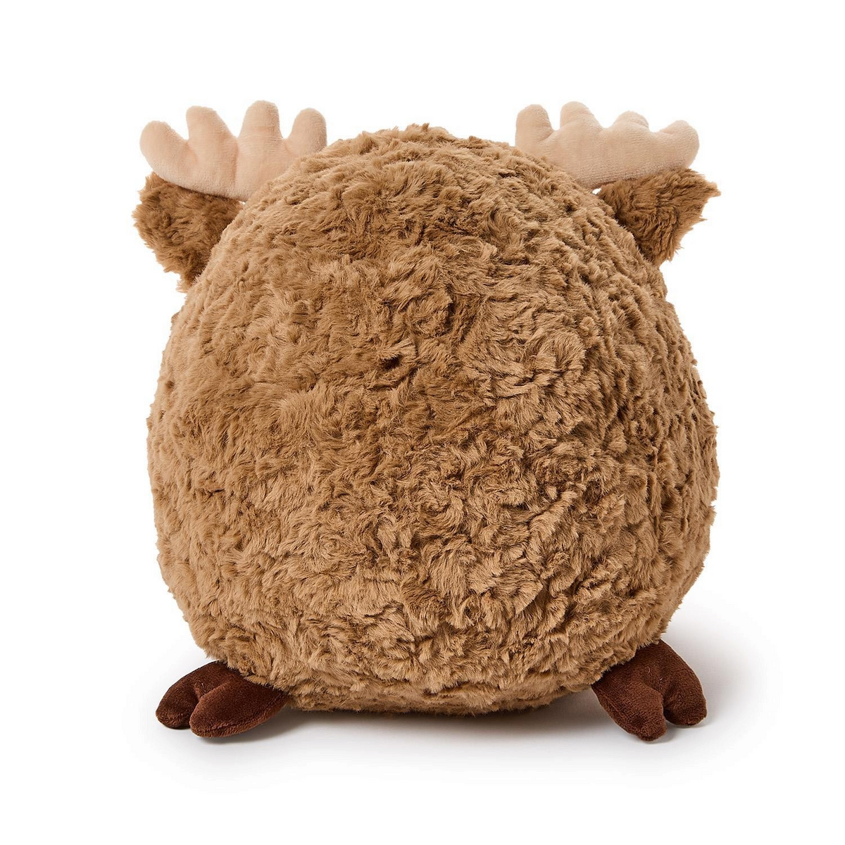 Back view of Mellow Monkey Jingle the Reindeer plush with soft brown fur and light tan antlers.