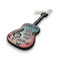 Mellow Monkey hand-painted wooden John Lennon Imagine guitar ornament with musical notes and peace sign design.