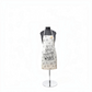 Mellow Monkey khaki canvas apron with Never Stop Making Wishes vintage typography print on a mannequin display.