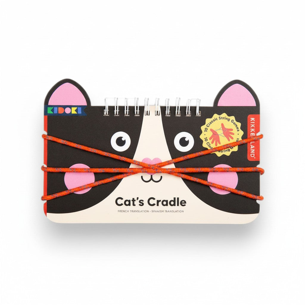 Mellow Monkey Kidoki Cat's Cradle wire-bound game book with orange string for classic hand games