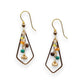 Mellow Monkey kite-shaped dangle earrings with autumn-colored beads and surgical steel ear wires.