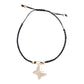Mellow Monkey Kitt adjustable black braided bracelet featuring a gold-toned butterfly charm with crystal accents.