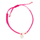 Mellow Monkey Kitt adjustable bracelet in hot pink with a braided band and a sparkling heart charm.