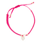 Mellow Monkey Kitt adjustable hot pink braided bracelet featuring a sparkling crystal heart charm