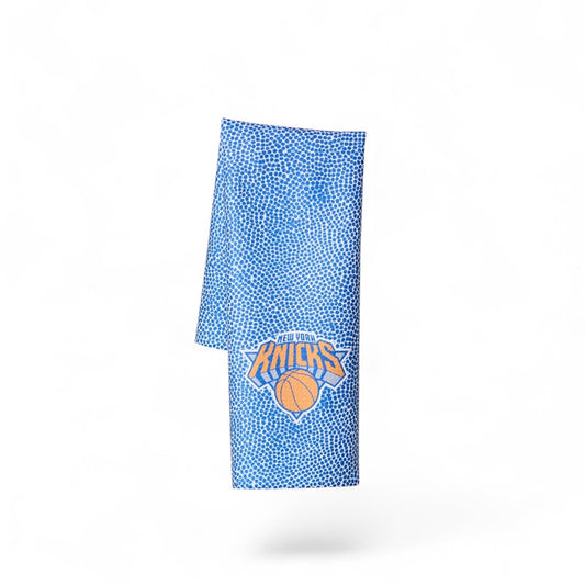 Mellow Monkey New York Knicks blue and orange basketball patterned kitchen tea towel made from recycled materials.