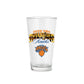Mellow Monkey 16-oz clear glass pint featuring NY Knicks 2026 NBA Champions graphics and team logo