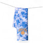 Mellow Monkey Knicks Flash tea towel featuring a blue and white tie-dye pattern with the New York Knicks logo.