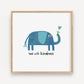 Mellow Monkey blue elephant art print with