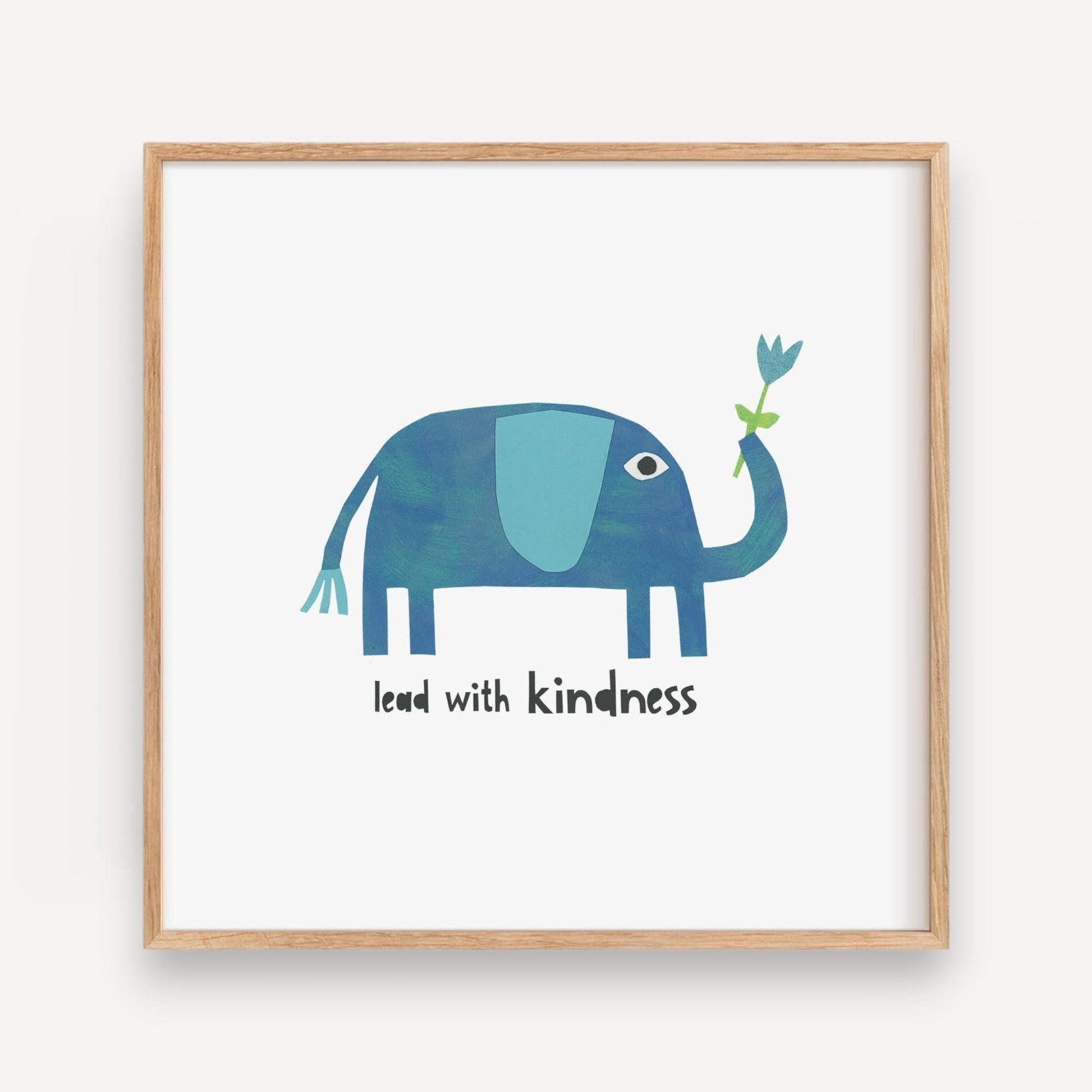 Mellow Monkey blue elephant art print with