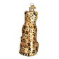 Mellow Monkey Leopard Old World Christmas blown glass ornament, gold with black spots, sitting pose.