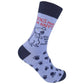 Mellow Monkey light blue novelty socks featuring a cartoon dog, paw prints, and the text Dogs Make Me Happy