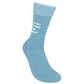 Mellow Monkey light blue cotton blend crew socks featuring the white text I'm Silently Correcting Your Grammar