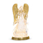 Mellow Monkey lighted angel figurine with gold glitter wings and swirling water globe effect for holiday decor