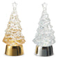 Mellow Monkey 5-inch lighted glitter water trees in gold and silver with swirling shimmer and star topper