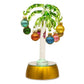 Mellow Monkey 9-inch lighted green glass palm tree tabletop decoration featuring colorful mini holiday ornaments.