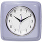 Mellow Monkey retro lilac square wall clock with white face and black hands. 9.25-in.