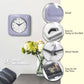 Mellow Monkey retro lilac square wall clock with white face and metal hands, 9.25-in