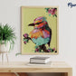 Mellow Monkey Little Bird paint by numbers kit features a colorful bird on a branch with pink flowers, 16"x20" canvas.