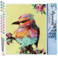 Mellow Monkey Little Bird paint by numbers kit, 16"x20", features a colorful bird on a branch with pink flowers against a yellow background.