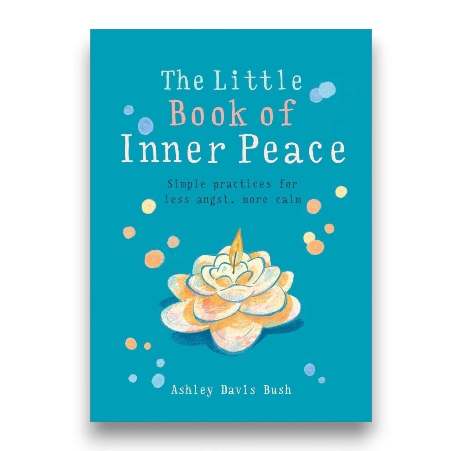 Mellow Monkey Little Book of Inner Peace paperback with a teal cover and illustrated lotus candle design.