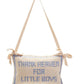 Mellow Monkey Thank Heaven For Little Boys cotton pillow door hanger with blue embroidery and ribbon ties