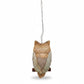 Mellow Monkey 4-inch long eared gray owl Christmas ornament made from natural pine fibers and seeds on a branch