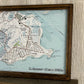 Mellow Monkey framed vintage nautical map of Lordship Stratford Connecticut in a brown reclaimed wood shadowbox