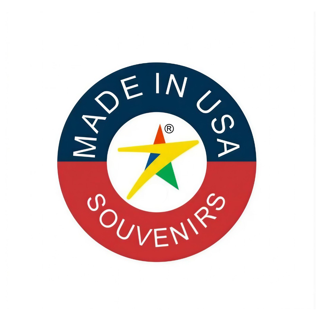 Mellow Monkey Made in USA circular souvenir logo with a yellow star icon on a white background