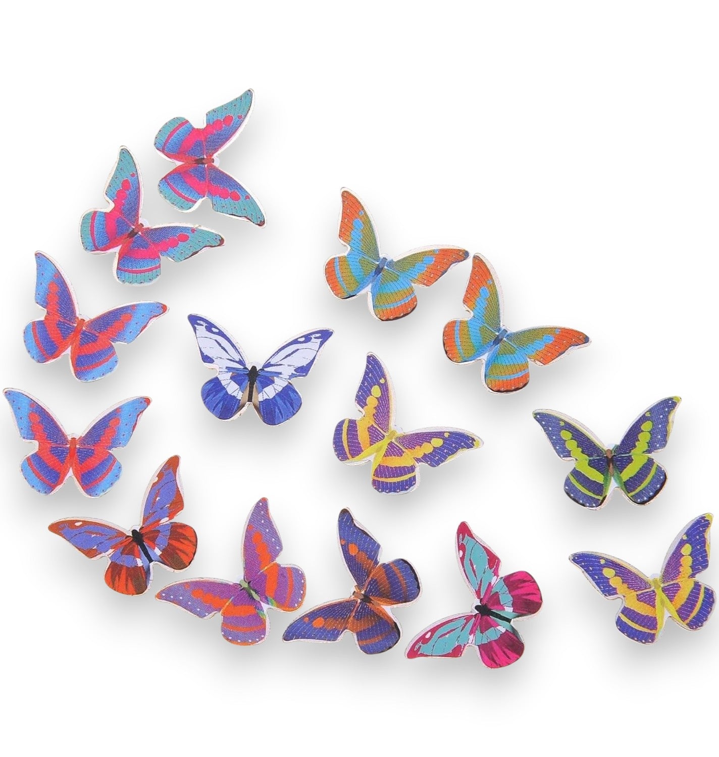 Mellow Monkey magnetic butterfly desktop sculpture pieces in vibrant multi-colored stainless steel patterns