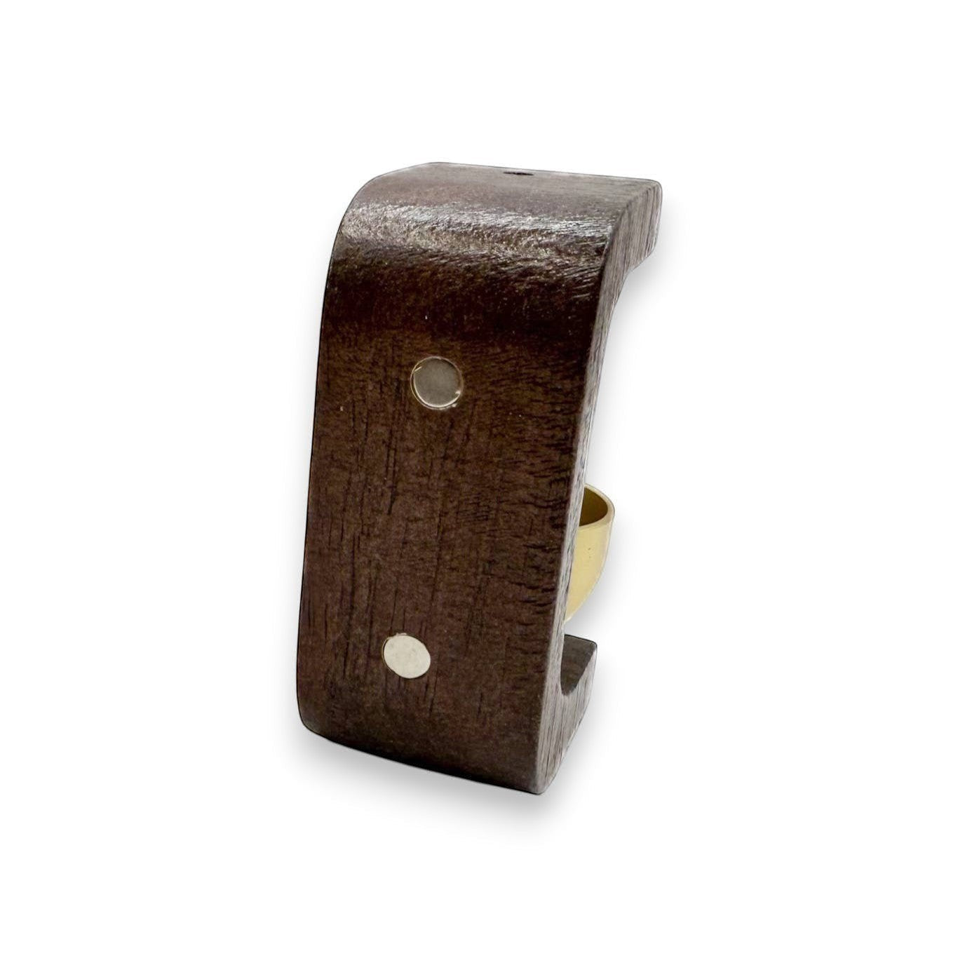 Mellow Monkey 3-inch magnetic door chimes in light and dark solid wood with brass bowls for home entryways.