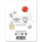 Mellow Monkey Mahjong birthday card back view with red balloon, cake, and mahjong tiles illustration