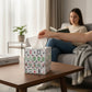 Mellow Monkey paper mache tissue box cover featuring colorful mahjong tile artwork with silver-finished edges.