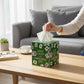 Mellow Monkey green papier mache tissue box cover with Mahjong tile pattern and Keep Calm and Mahjong On text
