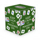 Mellow Monkey green papier mache tissue box cover featuring Keep Calm and Mahjong On text and mahjong tile patterns.