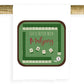 Mellow Monkey Life is Better with Mahjong tea towel, 100% cotton, 30"x30", features a green mahjong board with tiles and dice.