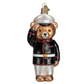 Mellow Monkey Marine Bear glass ornament wearing a dress blue uniform and white hat, saluting for the holidays.