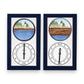 Mellow Monkey navy blue wooden framed tide clock featuring Marshall Point Lighthouse illustration and a functional tide dial.