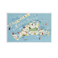 Mellow Monkey Martha's Vineyard illustrated map postcard with locations and icons. 4" x 6" glossy UV coating.