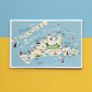 Mellow Monkey Martha's Vineyard map postcard, 4x6 inches, glossy UV coating, printed on 16 pt cardstock.