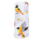 Mellow Monkey Maryland themed baby muslin swaddle blanket with orioles, blue crabs, and black-eyed susans print.