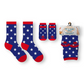 Mellow Monkey matching blue star print socks for pet owners and small dogs made from soft polyester spandex blend