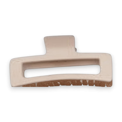 Mellow Monkey jumbo matte rectangle hair claws in an assortment of 11 pastel and neutral colors with cut-out design.